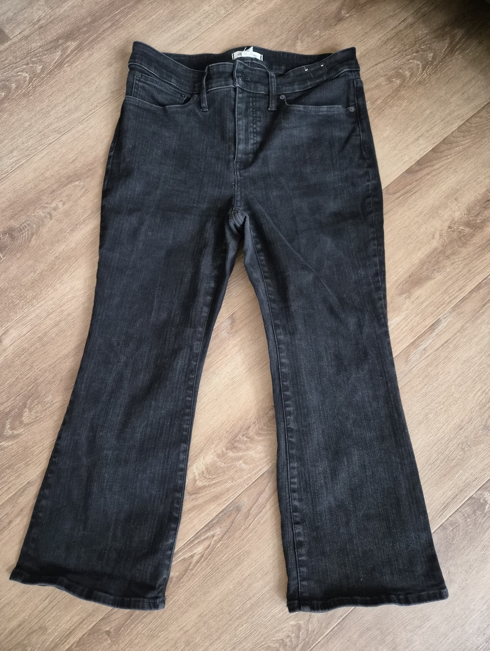 Madewell Mid Rise Kick Out Jeans Dark Wash Black Bootcut Jeans 14W 33